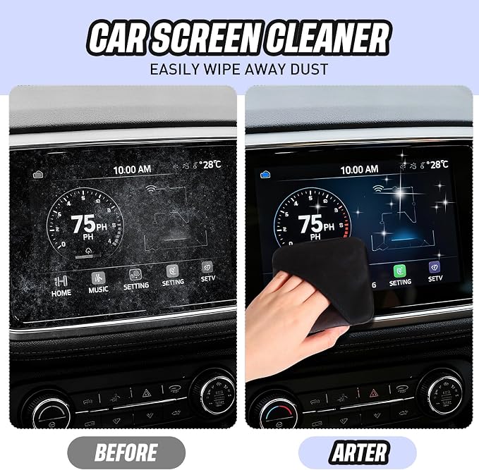 Hahafelt 4 Pcs Car Screen Cleaner Car Touch Microfiber Screen Cleaner Cloth Cleaning Wipes Interior Pad for Vehicle Dashboard LCD Accessories 4.13×4.13 Inches(Square)