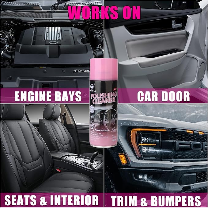 DONKEYPRO Car Interior Cleaner, Polishing Cleaner Detailer Spray for Vehicle Detailing, 450ml Aerosol 15 fl oz with Iron Can (2-Pack)