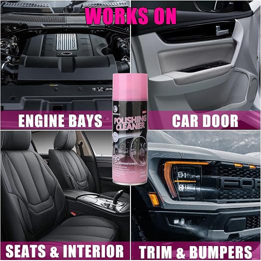 DONKEYPRO Polishing Cleaner, Car Interior Cleaner - Repels Dust & Staining, Restores & Protects Plastic, Vinyl, Leather Seats - UV Guard, Anti-Aging, Interior Detailer Spray with Iron Can(2 x 15oz)