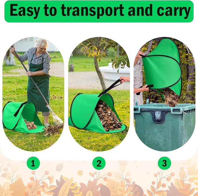 2026 New 60 Gallon Pop-Up Foldable Leaf Collector,Portable LeafBag,600D Oxford Cloth Leaves Pick Up Tool,Thicken Collapsible Leaves Picker Bag,Dustpan-Type Lawn Collector,Reusable Yard Garden Bag