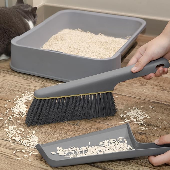 Lumkew Small Broom and Dustpan Set, Hand Mini Dust-Pan and Brush,1 Pcs Gray | Handheld, Portable, Compact