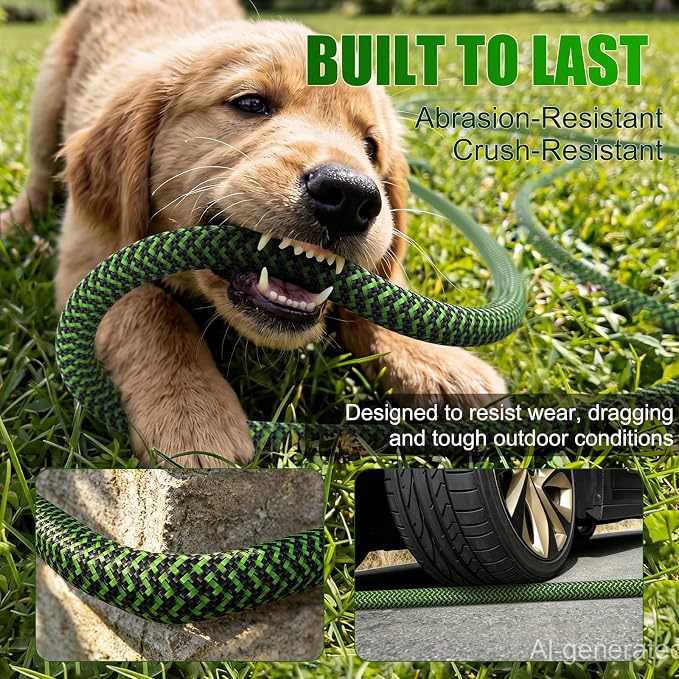 NON-EXPANDABLE Garden Hose 50ft x5/8'', Heavy Duty Flexible Water Hose with 10-Function Sprayer, Lightweight, Leak Proof, Durable Fabric Skin, Pressure Resistant for Yard, Outdoor