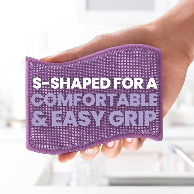 Scotch-Brite Dobie Stay Clean Scrubbers, Non-Scratch Dual-Sided Dish Sponges with Absorbent Cloth Side, Odor Resistant Scrubbing Pads for Dishes and Household Cleaning, 8-Pack