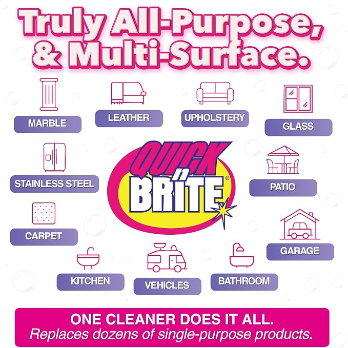 Quick 'n Brite Hard Water Stain Kit - 32oz All Purpose Cleaning Paste, Microfiber Towel, two Melamine Sponges, Scraper Tool