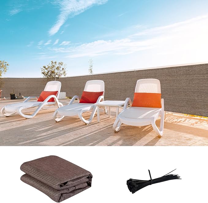 LOVE STORY Custom Size 2'6''x46' Balcony Privacy Screen Cover, Brown | HDPE Fabric, 95% UV Block, Fence Screen for Patio, Railing Cover for Apartment, Privacy Protective, Custom Size Available
