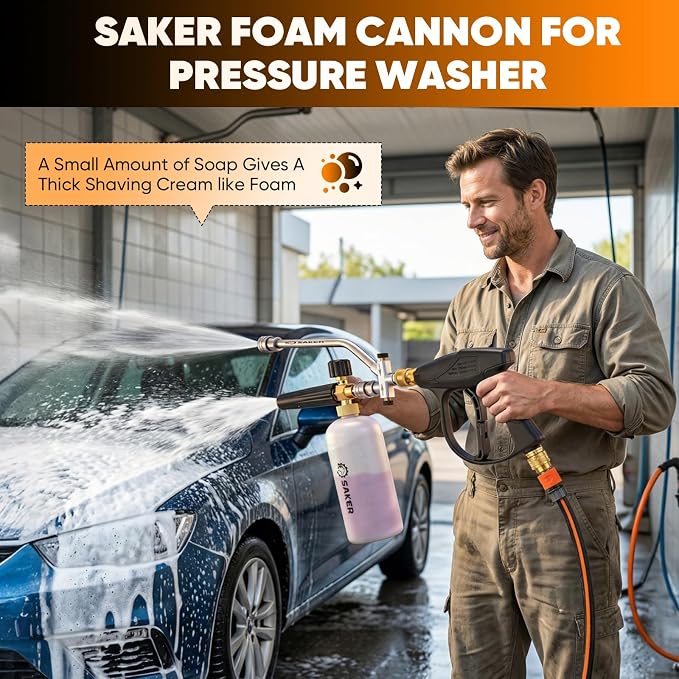 Saker Foam Cannon Dual Connector Accessory for Pressure Washer Kit,with Dual-Purpose Switch Spray Gun,Pressure Washer Gun for Car Washing and Cleaning,5 Color Power Washer Nozzle