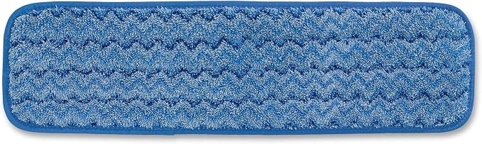 Rubbermaid Commercial Products Mop Head for Microfiber Damp Mop, 18-Inch, Blue, Heavy-Duty Single Sided Cleaning Cloth for Hardwood/Tile/Laminated Floors in Kitchen/Lobby/Office