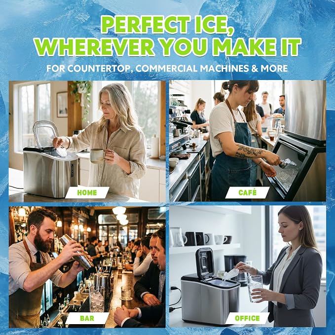 blue fresh Ice Machine Cleaner Tablets for Hard Water - 28 Pack Nickel Safe Scale Removal for Countertop Portable Commercial Nugget Ice Makers, Compatible with Opal, GE Profile, Frigidaire