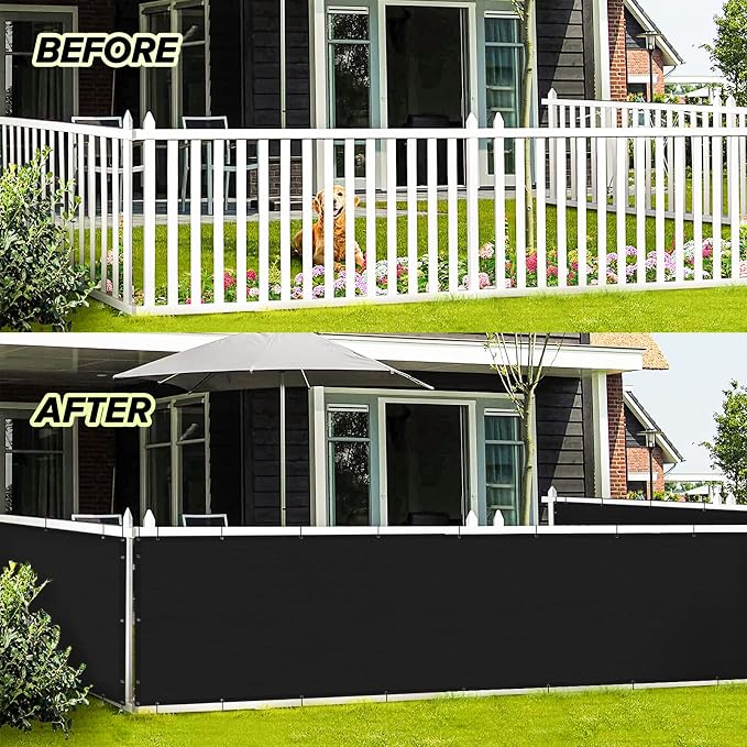 LOVE STORY 3' x 12' Balcony Privacy Screen Cover for Apartment, Black | HDPE Fabric, 95% UV Block, Fence Cover for Patio Deck, Railing Screen for Porch, Privacy Protective, Custom Size Available