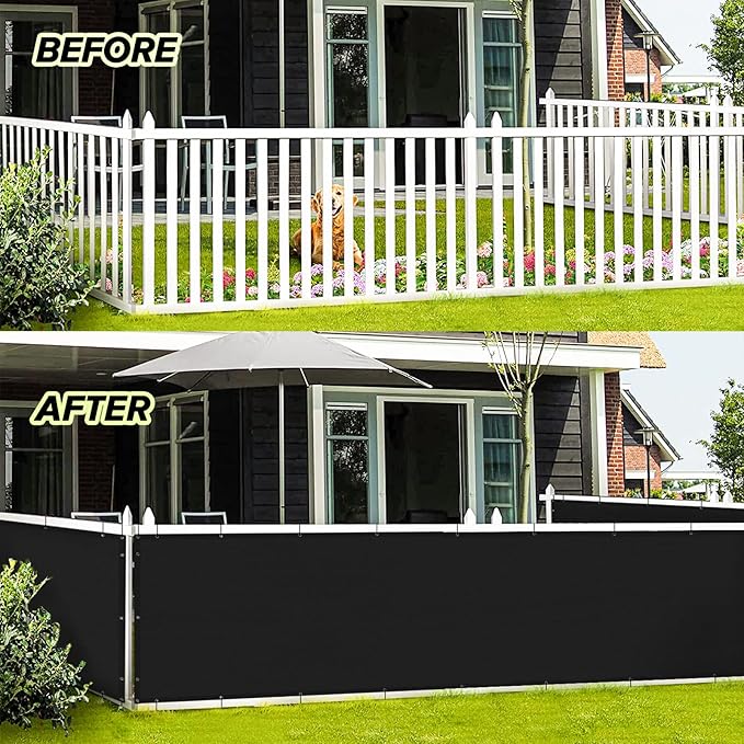 LOVE STORY 3' x 14' Balcony Privacy Screen Cover for Apartment, Black | HDPE Fabric, 95% UV Block, Fence Cover for Patio Deck, Railing Screen for Porch, Privacy Protective, Custom Size Available