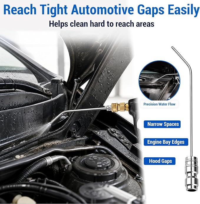 High-Pressure Washer Nozzle Kit - 6 Pack Stainless Steel Flush Wand Tips | With Quick Connect for Cleaning Car Crevices, Tires, Door Jambs, Washing Machines,AC Coils