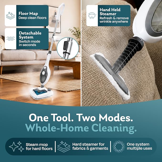 Steam & Go 10-in-1 Multi-Surface Steam Mop - Deep Clean with Heat