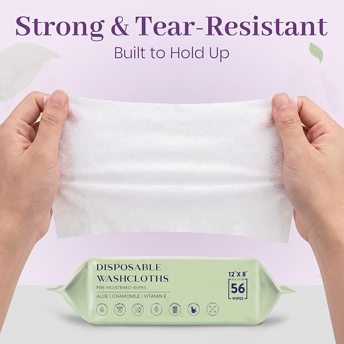 X Large Wet Wipes for Adults - Case of 10 Packs of 56 [560 Count] Disposable Incontinence Wipes, 12" x 8" Body Wipes for Elderly – Bonus 50 Individually Wrapped Travel Wet Wipes
