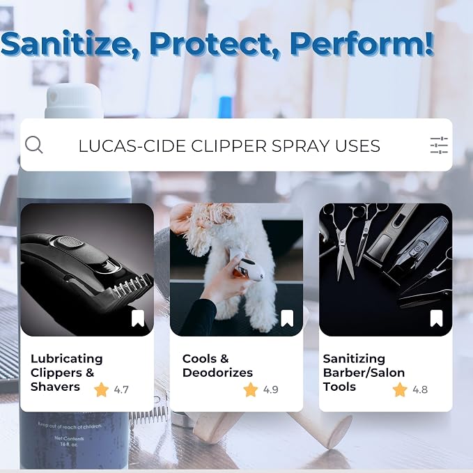 LUCAS-CIDE Clipper Cleaner Disinfectant and Lubricating Spray for Clippers and Blades - 16 Fl Oz