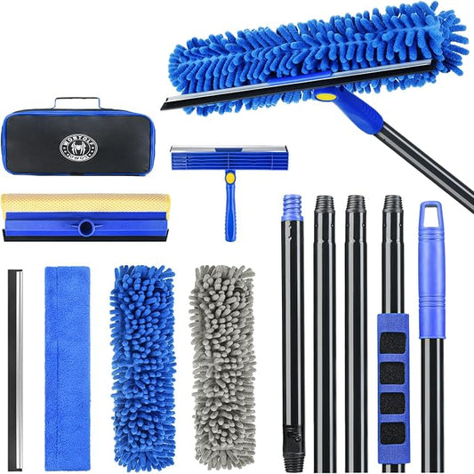 Wontolf 4-in-1 Window Squeegee, 79'' Window Cleaner Tool with Extension Pole, Window Cleaning Kit with Storage Bag, Rotatable Window Washing Kit Equipment for Home, Outdoor High Windows, Glass, Shower