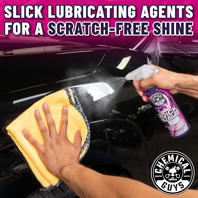 Chemical Guys, Synthetic Quick Detailer Spray, High Gloss & Slick, 16 oz | Spray-and-wipe detailer lifts dust, fingerprints and smudges while adding a streak-free synthetic-polymer gloss