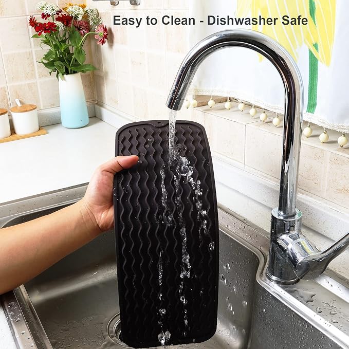 ZLR Small Dish Drying Mat (6" x 17" / 153 x 433mm) - Narrow Silicone Drainer for Kitchen Counter, Apartment & RV - Compact Sponge Holder & Sink Caddy Tray, Non-Slip Food-Grade Silicone (Coffee)