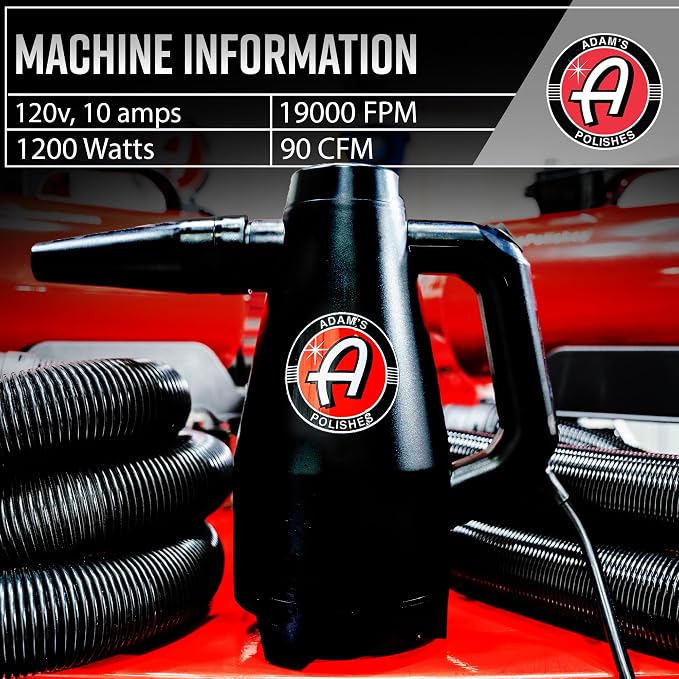 Adam's Polishes Mini Air Cannon - Handheld High Powered Filtered Car Wash Dryer Blower| Dry Before Car Cleaning, Car Detailing, Car Wax, or Ceramic Coating | Auto Tool Kit Gift Boat RV Motorcycle