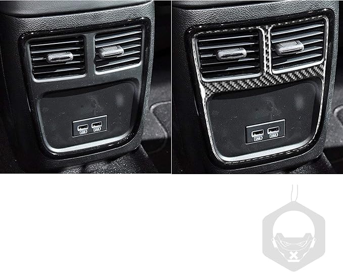 Real Carbon Fiber Trim for Dodge Charger Chrysler 300 Accessories | for Charger 2011+ Chrysler 300 2011-2023 Rear Air Outlet Vent USB Inner Frame Sticker Interior Thick Overlay Decal