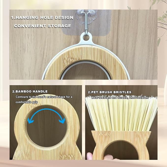 Mini Broom and Dustpan Set - Compact Bamboo Handle Cleaning Kit with Mini Dustpan Brush for Countertops, Tables, Desks - Small Dust Pan and Broom Combo for Tiny Spaces (Black)