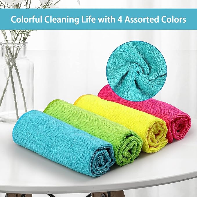 HOMEXCEL Microfiber Cleaning Cloth 600 Pack, Microfiber Towel for Cars, Lint Free, Scratch-Free, Highly Absorbent, and Cleaning Rags for House, Window and Glass, Cars, TV Screen 11.5 X11.5 inch
