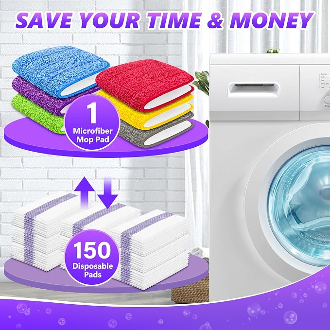 6 Pack Washable Microfiber Mop Pads for Swiffer PowerMop: PowerMop Refills | Hard Wood Floor Mop Pads Refills Reusable for 13 ''-15 '' Spray Mop,Multi-purpose Mopping, for Multi-Surface Floors Cleaning
