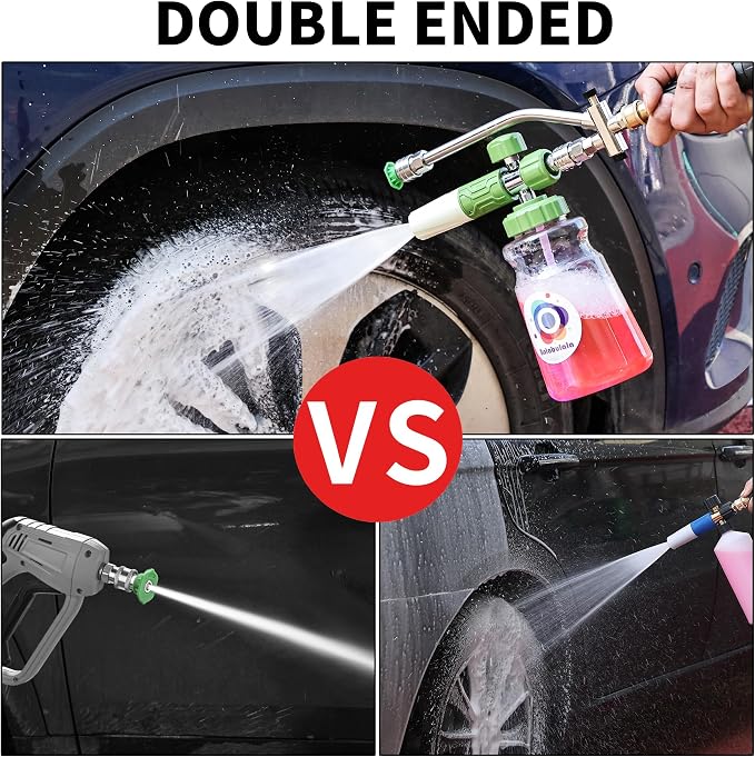 Dual Connector Accessory with Pressure Washer Foam Cannon, Balabulala Pressure Washer Double Tip Attachment for Foam Blaster with with 5 Power Washer Sprayer Nozzles, 1/4" Quick Connect, 3600 PSI