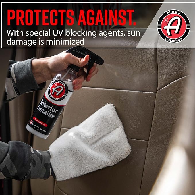Adam's Polishes Interior Detailer 16 fl. oz - Total Car Cleaner, Protectant & Dressing | All Purpose Leather Conditioner | Vinyl, Dashboard, Screen, Seat Cleaner & More - Pack of 2
