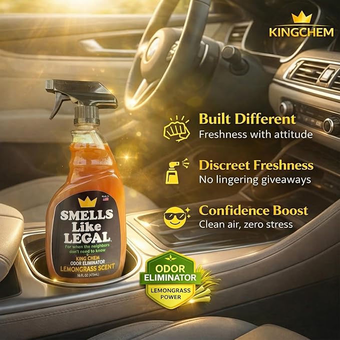 Smells Like Legal™ Lemongrass Odor Eliminator Spray -16 oz | Commercial-Grade, Eliminates Smoke, Pet & Food Odors, Fabric-Safe, Non-Staining, Biodegradable, Air & Fabric Freshener