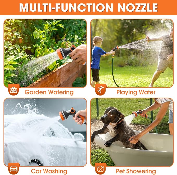 Garden Hose Nozzles,Hose Spray Nozzle with Adjustable 10 Watering Patterns | Slip Resistant High Pressure Thumb Control Water Hose Nozzle Sprayer for Plants & Lawns Watering Car Washing and Pet Bathing