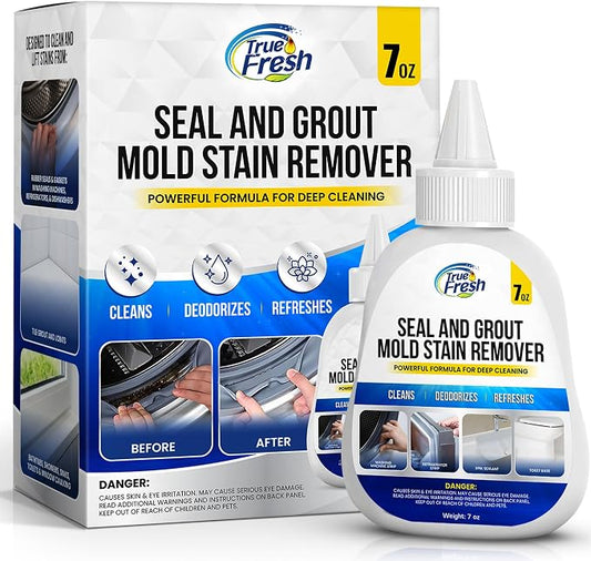 True Fresh Heavy Duty Mold Stain Remover Gel, 7 oz | Powerful Cleaner, For Front Loader Washing Machine Seals, Bathroom Grout, Shower Caulking, Tiles & More