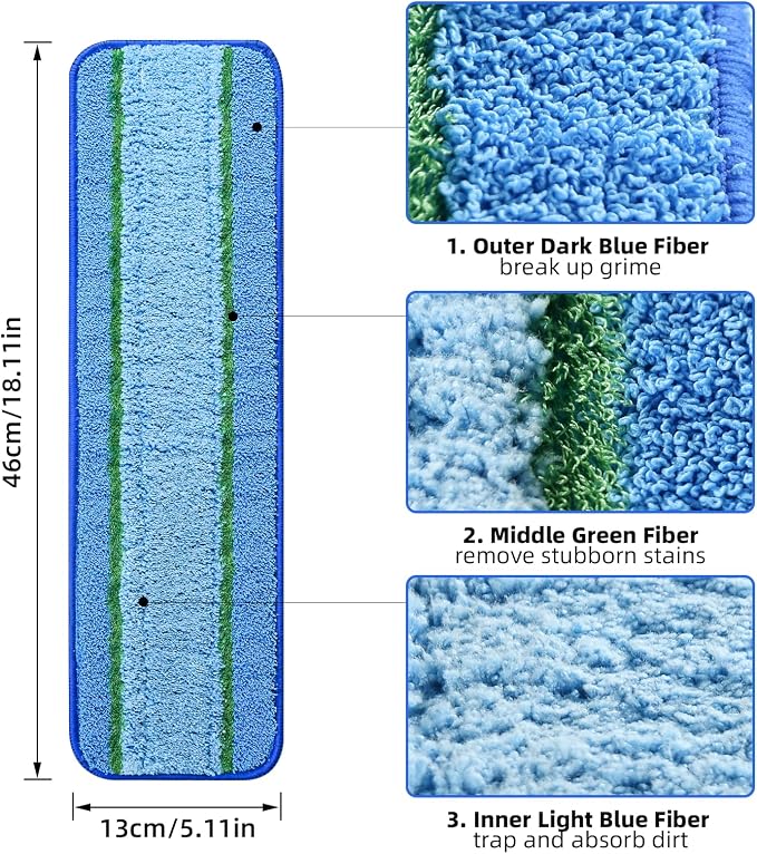 3 Pack Deep Clean Pads for Bona Family of Mops | Washable & Reusable Microfiber Cleaning Pad for Hardwood and Multi-Surface