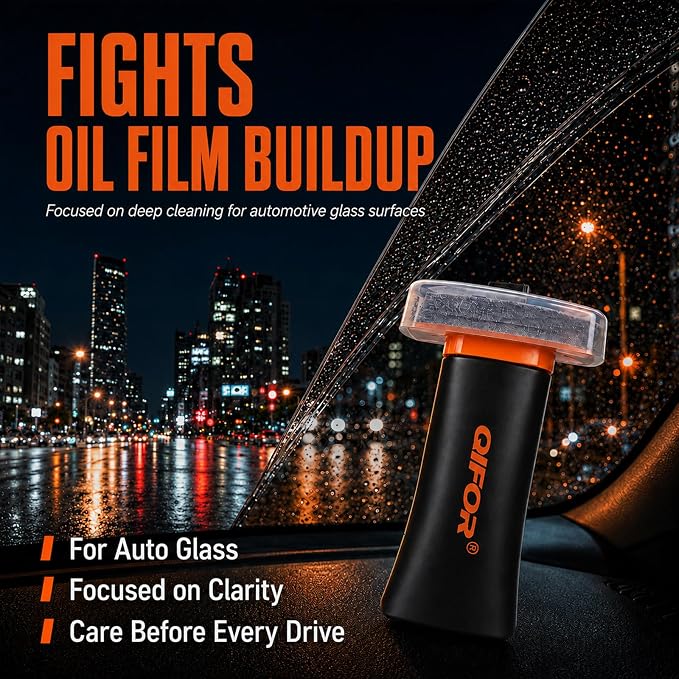 QIFOR Oil Film Remover for Car Windshields and Windows | Automotive Glass Cleaner for Oil Residue & Road Grime, Improves Visibility & Safe Driving (1 PCS)