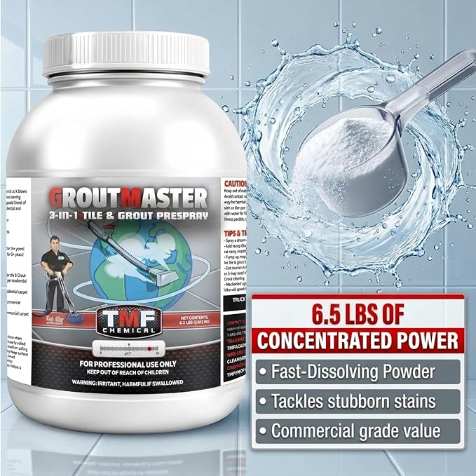 TRUCK MOUNT FORUMS GroutMaster Tile and Grout Cleaner Solution, 6.5 lbs | Fast-Dissolving Heavy Duty Grout Cleaner Solution, Removes Stains, Grease, and Tough Dirt for Residential & Commercial Use