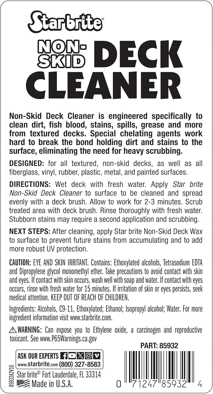 STAR BRITE Non-Skid Deck Cleaner & Protectant - Lift Dirt & Stains From Fiberglass, Painted Surfaces, More, 32oz (085032)