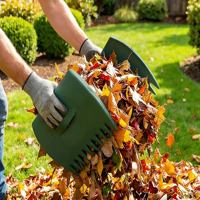 Leaves Grabber - 2 PCS Handheld Hazelnut Leaf Scoop for Fast Lawn Cleanup, Garden Leaf Scoops Hand Rakes for Fallen Leaves, Grass Clippings and Yard Trash