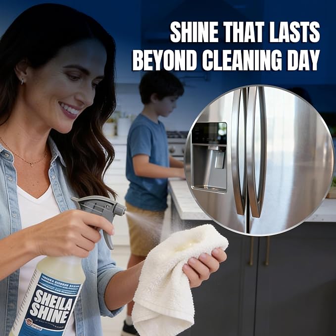 Sheila Shine Stainless Steel Cleaner & Polish – 1 Quart (32 fl oz) – Removes Fingerprints, Protects & Restores Shine on Stainless Steel, Chrome & Metal Surfaces