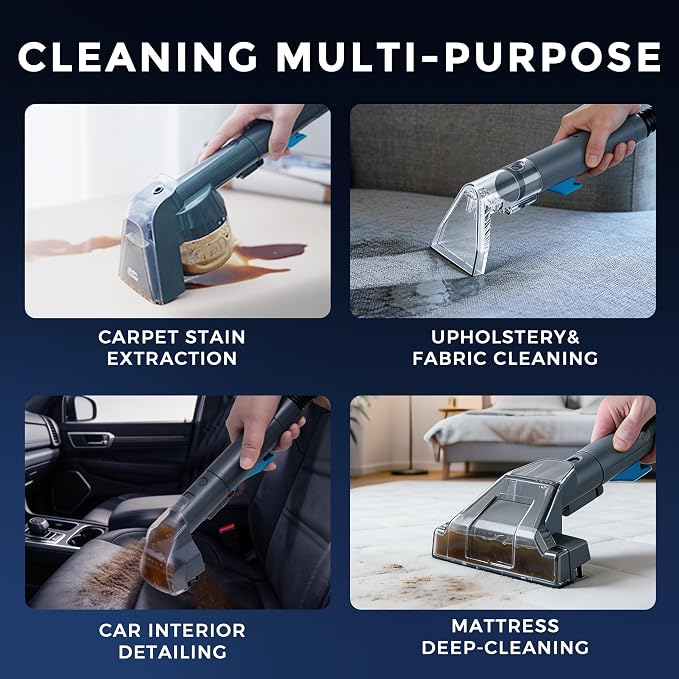 Hausmeister Hydroflex Pro Portable Carpet Cleaner and Pet Stain Remover, Upholstery Spot Cleaner Machine for Couch, Car Interior, Deep Cleaning Vacuum (Machine + 1 Solution & multi attachments)