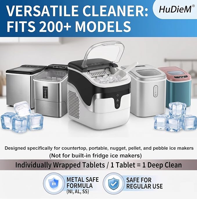 Nugget Ice Maker Cleaner Tablets - Bring Back Fresh-Tasting Ice | Removes Limescale & Odors to Keep Ice Machine Clean & Running Smoothly - Nickel-Safe - Fits GE Opal, Frigidaire & More