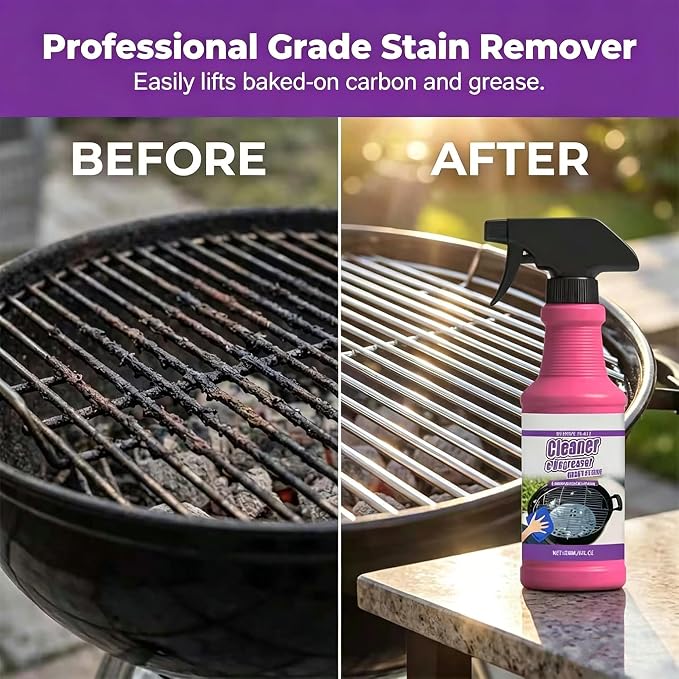 3Pcs Fast-Acting Heavy-Duty Grill Degreaser Spray,BBQ Grill Cleaner for Outdoor Grills, Multi-Purpose Grease Remover for Oven Stove Air Fryer Grill