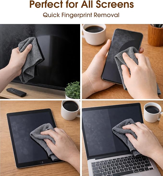 KitchLife Microfiber Cleaning Cloth Roll, 100 Pack - Tear-Away Microfiber Paper Towels, Lint-Free, Reusable, Washable for Kitchen, Car, Dishes, and Sensitive Surfaces (Dark Gray)