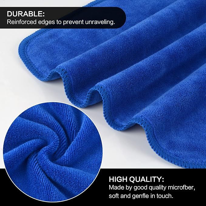 SINLAND Microfiber Facial Cloths Fast Drying Washcloth 12inch x 12inch (6pack, Blue)