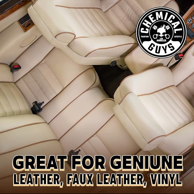 Chemical Guys, Colorless & Odorless Leather Cleaner, Car Interiors, 16 oz | Gentle, colorless cleaner lifts dirt from natural, synthetic and faux leather seats, furniture and apparel