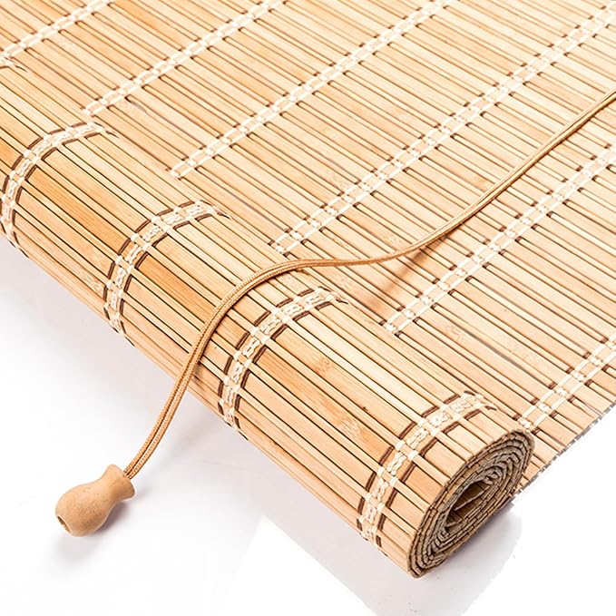 Bamboo Blinds for Interior Windows, 45"W X 48"H Bamboo Roller Shades Indoor | Roll Up Shades Light Filtering for Outdoor Patio, Decks, Porch, Backyards Natural Bamboo Material, Easy to install