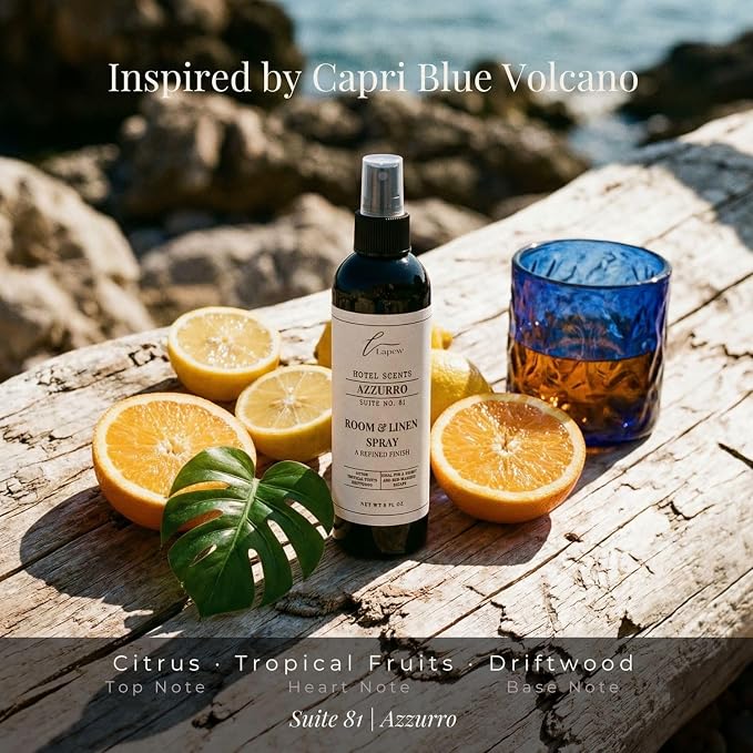 Lapew Hotel Scents Luxury Room Spray | Azzurro Suite 81 | Inspired by Capri Blue Volcano | Linen Spray Air Freshener & Fabric Spray | 8 fl oz