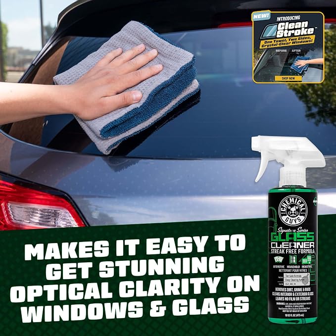 Chemical Guys, Signature Series Glass & Window Cleaner, Tint Safe, 16 oz | Ammonia-free and tint-safe, clears fingerprints, smoke film and grime from glass, mirrors and windshields