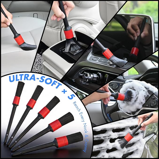 28PCS Car Detailing Kit Interior Cleaner, Car Interior Cleaning Kit with Cordless Handheld Vacuum, 2-in-1 Mop, Interior Car Detailing Brushes, Windshield Cleaner, Car Accessories Gift for Men Women