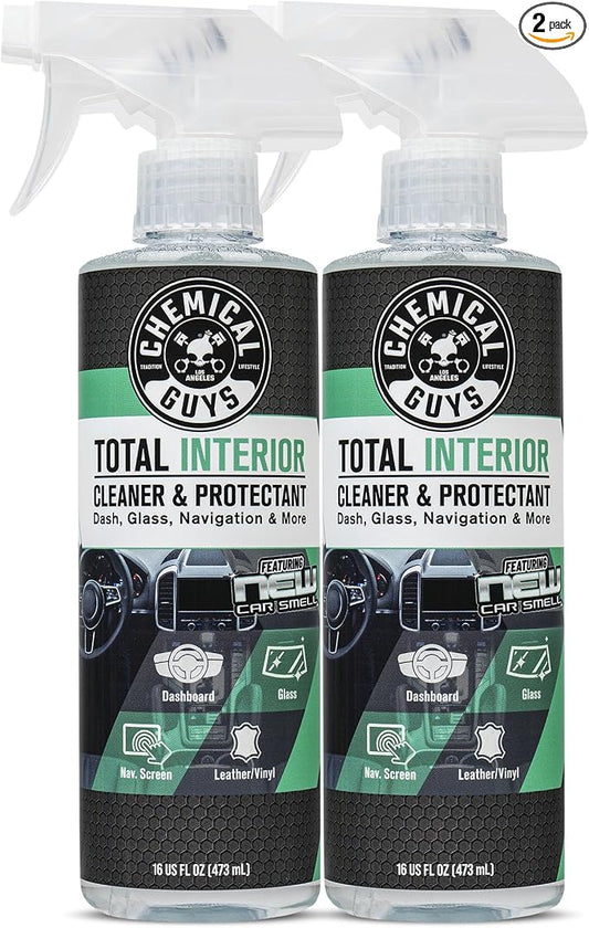 Chemical Guys, Total Interior Cleaner & Protectant, New Car Scent, 16 oz | Cleans dash, leather, vinyl, plastic, glass and fabric in one step, residue-free, with a fresh new car scent