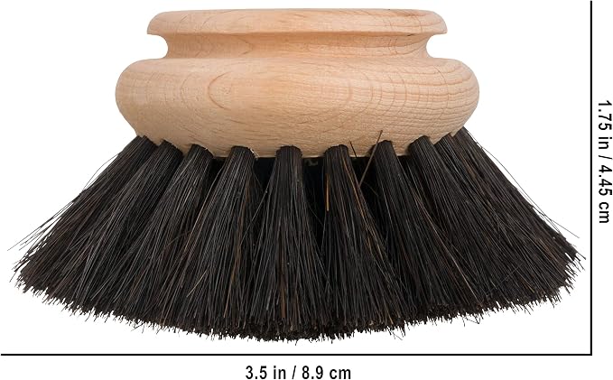 Redecker Dish Brush Replacement Head, Horsehair, 2 Inch Round – Soft Wooden Brush Head for Glassware & Delicate Surfaces, Made in Germany