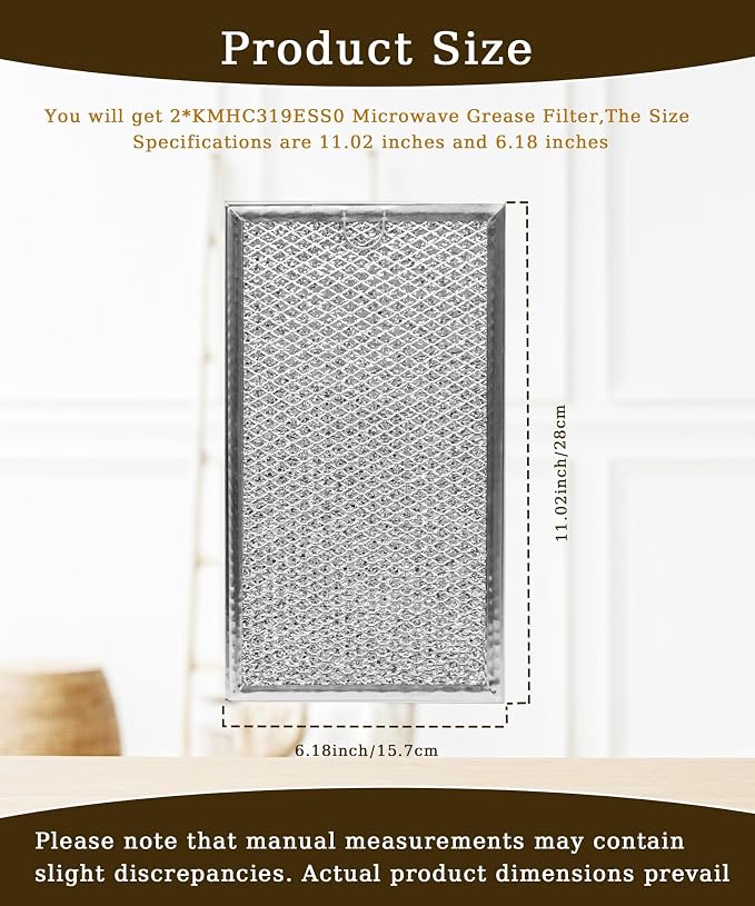 2-pack Microwave Grease Filter Compatible with KitchenAid KMHC319ESS0,KMHC319ESS06,KMHC319ESS1,KMHC319ESS2,KMHC319ESS3,KMHC319ESS4,KMHC319ESS5,KMHC319EWH0 And more